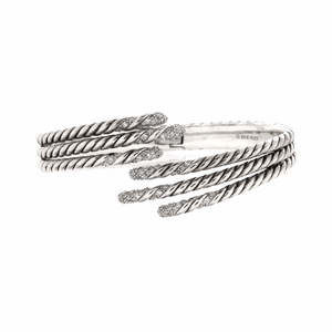 David Yurman Three Row Open Willow Bracelet Sterling Silver with Diamonds